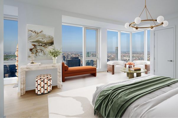 Bedroom, Fireplace, Interior, Pendant Lights, Wood Texture Flooring