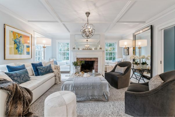 Chandelier, Dining room, Fireplace, Interior, Living room