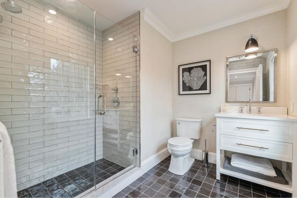 Bathroom, Glass Shower, Interior, Recessed Lighting