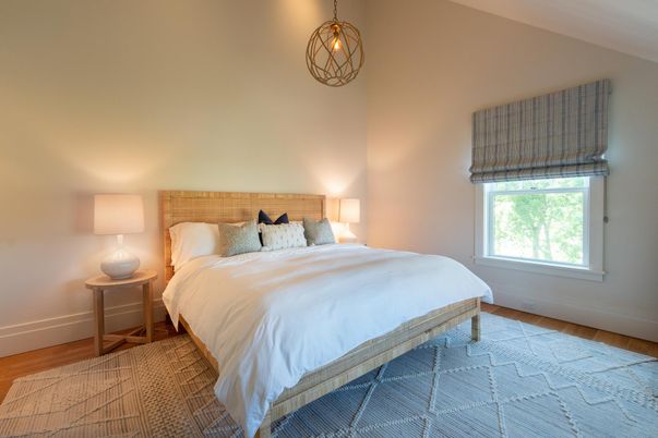 Bedroom, Interior, Pendant Lights, Wood Texture Flooring