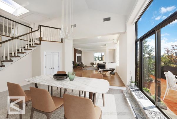 Dining room, Interior, Living room, Pendant Lights, Wood Texture Flooring