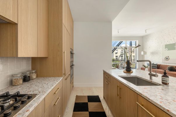 Interior, Kitchen, Wood Texture Flooring