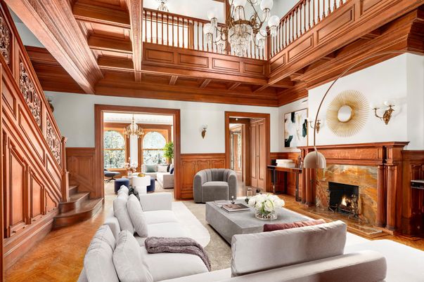 Chandelier, Dining room, Fireplace, Interior, Living room, Wooden Beams, Wood Texture Flooring