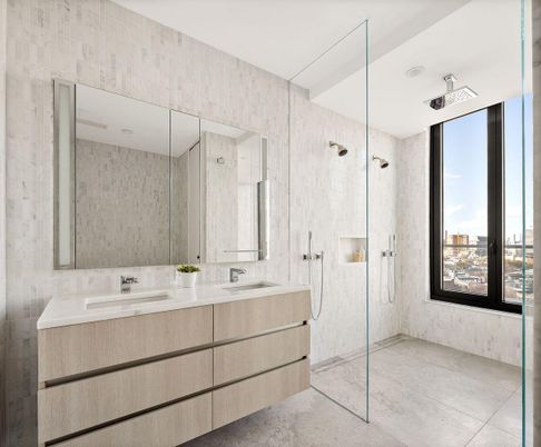 Bathroom, Dual Sink Vanities, Glass Shower, Interior
