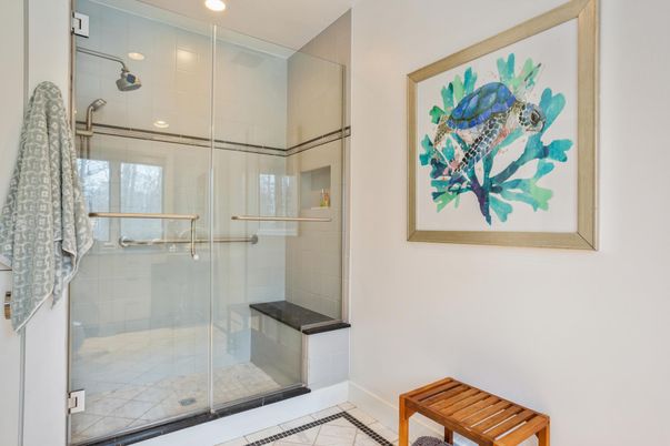 Bathroom, Glass Shower, Interior, Recessed Lighting