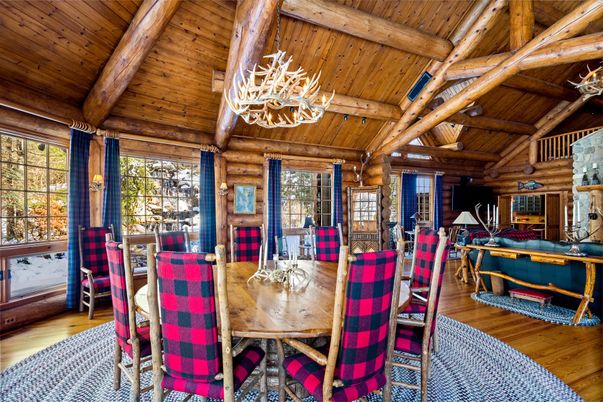 Chandelier, Dining room, Interior, Wooden Beams, Wooden Ceilings, Wood Texture Flooring, Wooden Walls