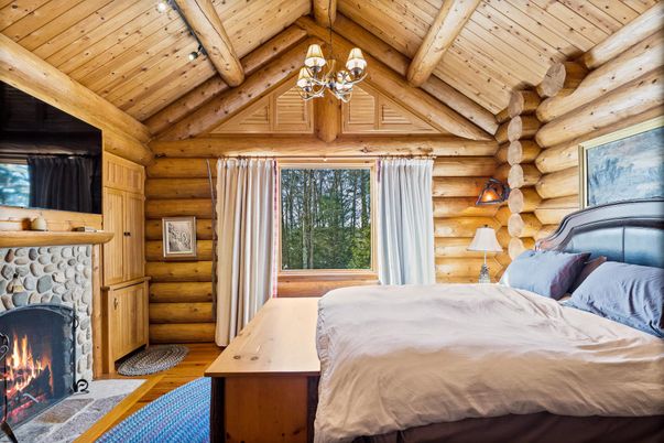 Bedroom, Chandelier, Fireplace, Interior, Wooden Beams, Wooden Ceilings, Wood Texture Flooring, Wooden Walls