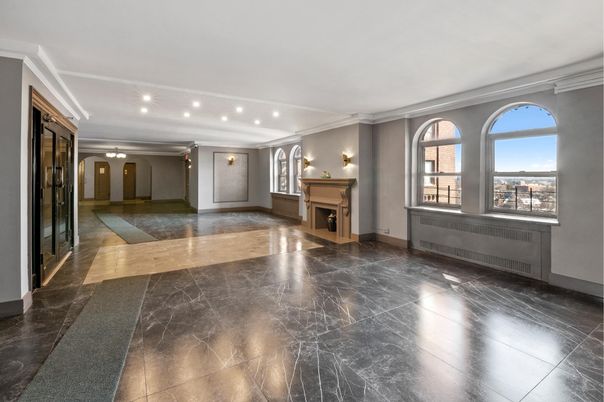 Fireplace, Interior, Marble, Recessed Lighting