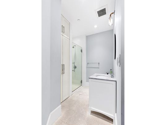 Bathroom, Glass Shower, Interior, Recessed Lighting