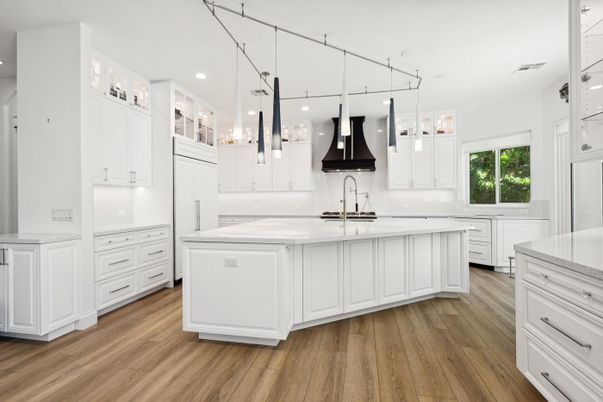Interior, Kitchen, Pendant Lights, Recessed Lighting, Wood Texture Flooring