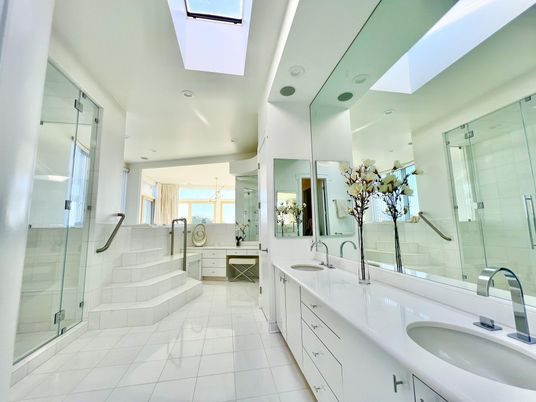 Bathroom, Dual Sink Vanities, Glass Shower, Interior, Recessed Lighting