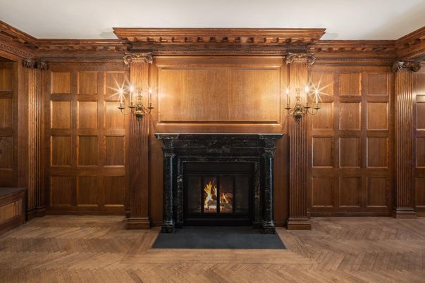 Fireplace, Interior, Wood Texture Flooring, Wooden Walls