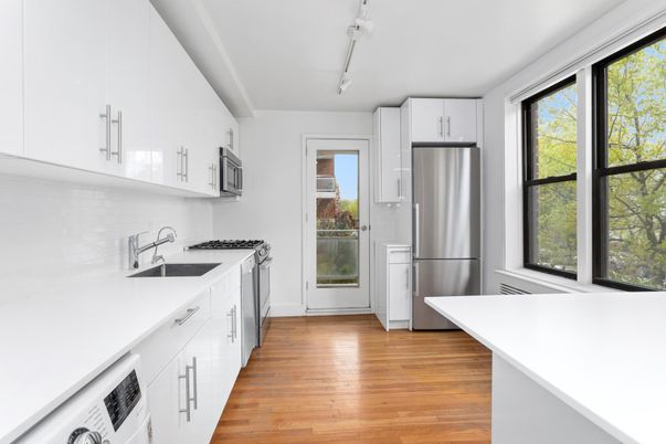 Interior, Kitchen, Stainless Steel Appliances, Wood Texture Flooring