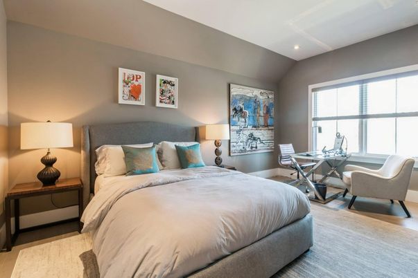 Bedroom, Home Office, Interior, Recessed Lighting, Wood Texture Flooring