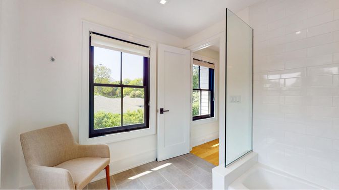 Bathroom, Interior, Recessed Lighting, Wood Texture Flooring
