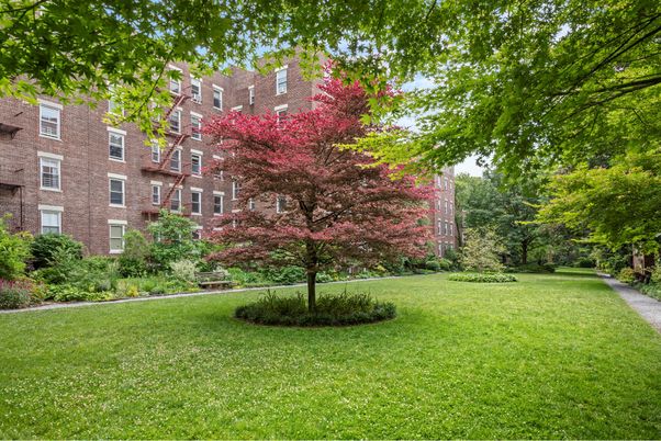 Backyard, Exterior, Facade, Brick Facade, Condo Building
