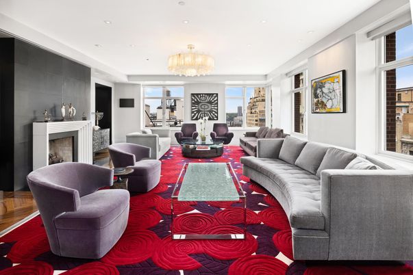 Chandelier, Fireplace, Interior, Living room, Recessed Lighting, Wood Texture Flooring