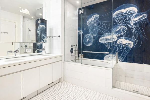 Bathroom, Dual Sink Vanities, Glass Shower, Interior, Recessed Lighting