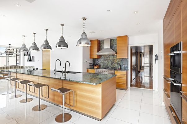 Interior, Kitchen, Pendant Lights, Recessed Lighting, Stainless Steel Appliances