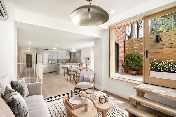 Interior, Kitchen, Living room, Recessed Lighting, Stainless Steel Appliances, Wood Texture Flooring