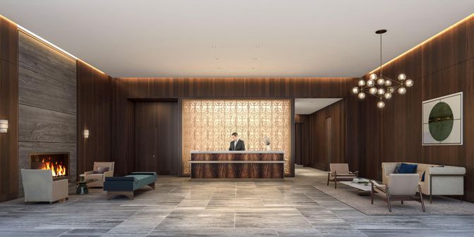 Fireplace, Interior, Living room, Pendant Lights, Recessed Lighting, Wooden Walls