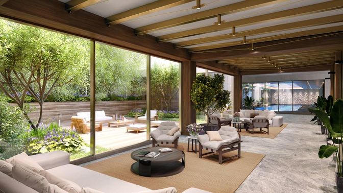 Interior, Living room, Sun Room, Wooden Beams
