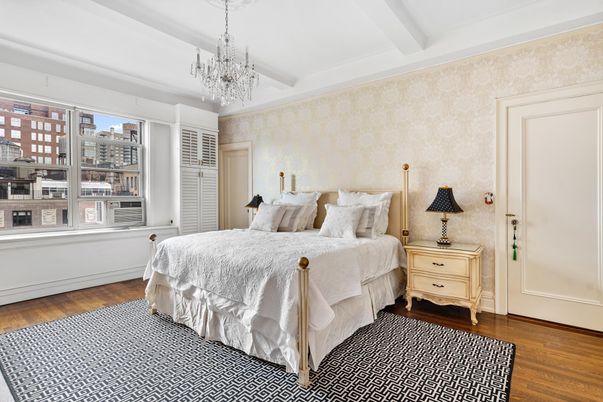 Bedroom, Chandelier, Interior, Wood Texture Flooring