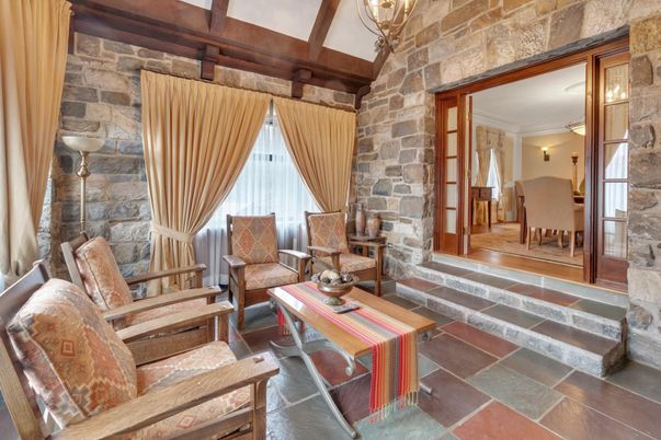 Interior, Living room, Stone Walls, Wooden Beams