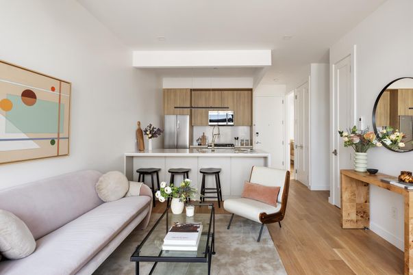 Interior, Kitchen, Living room, Stainless Steel Appliances, Wood Texture Flooring