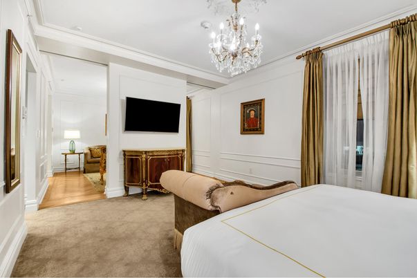 Bedroom, Chandelier, Interior, Wood Texture Flooring