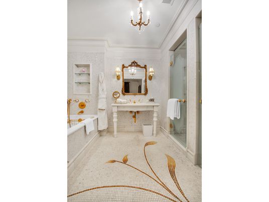 Bathroom, Chandelier, Interior
