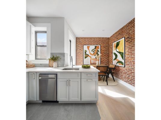 Dining room, Interior, Kitchen, Stone Walls, Wood Texture Flooring