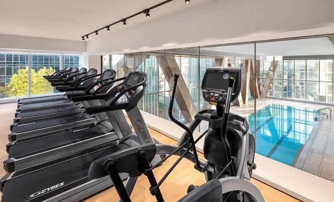 Fitness Equipment, Interior, Pool, Wood Texture Flooring
