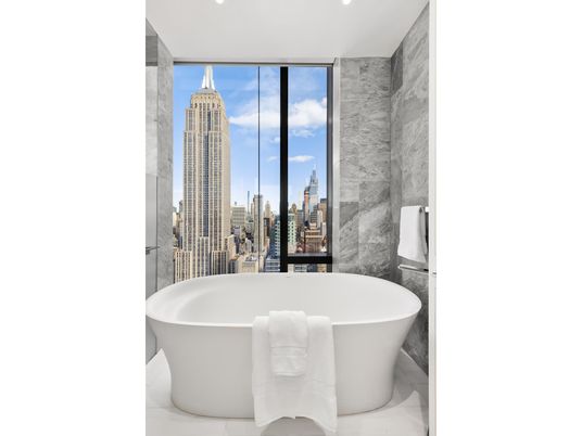 Bathroom, Free Standing Baths, Interior, Marble, Marble Walls, Recessed Lighting