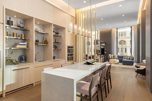 Interior, Kitchen, Living room, Pendant Lights, Recessed Lighting, Stainless Steel Appliances, Wood Texture Flooring