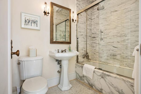 Bathroom, Glass Shower, Interior, Marble Walls