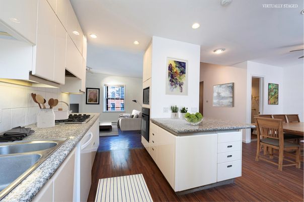 Dining room, Interior, Kitchen, Recessed Lighting, Wood Texture Flooring