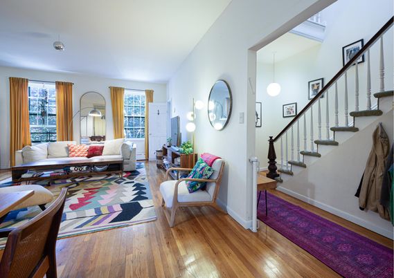 Interior, Living room, Pendant Lights, Wood Texture Flooring