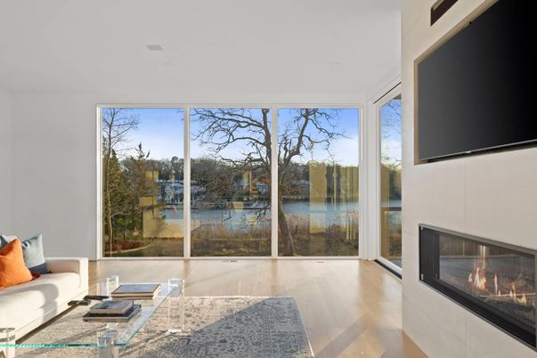 Fireplace, Interior, Living room, Water, Wood Texture Flooring