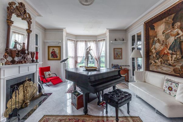 Fireplace, Interior, Living room, Piano