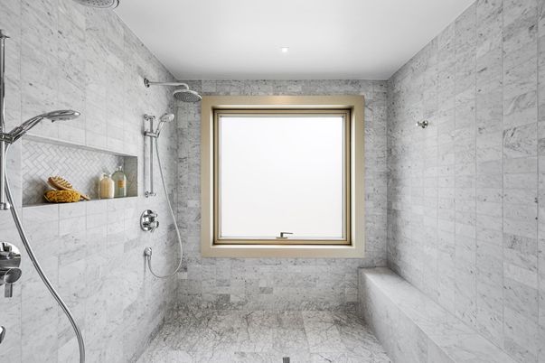 Bathroom, Interior, Marble, Marble Walls, Recessed Lighting