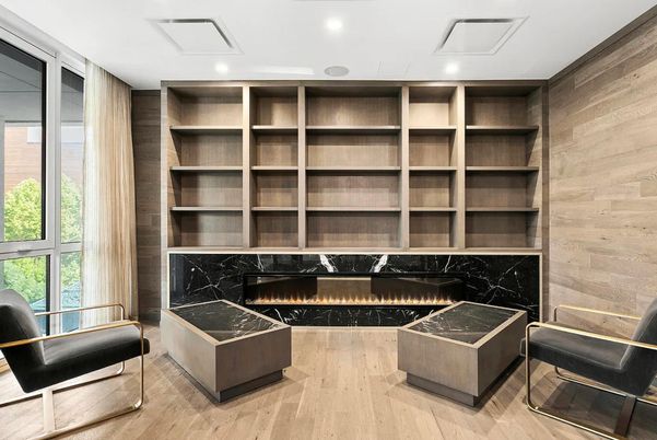 Fireplace, Interior, Recessed Lighting, Wood Texture Flooring, Wooden Walls