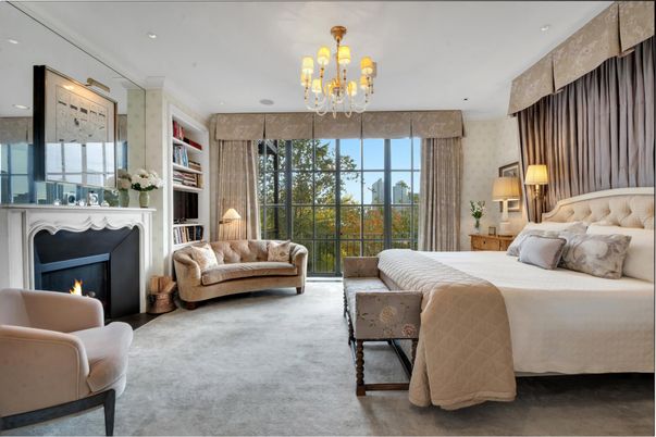 Bedroom, Chandelier, Fireplace, Interior, Recessed Lighting