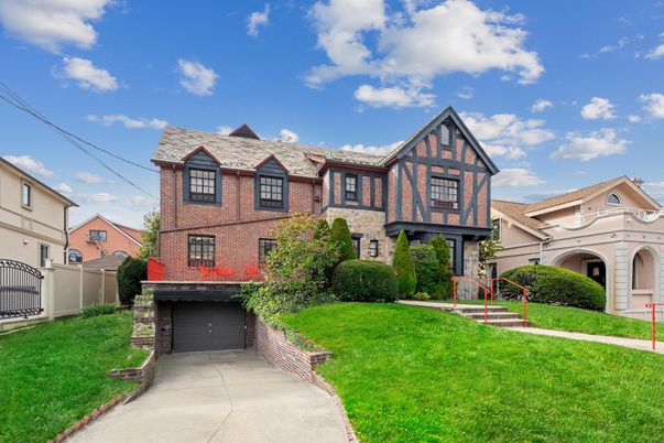 Attached, Exterior, Facade, Brick Facade, Tudor Revival