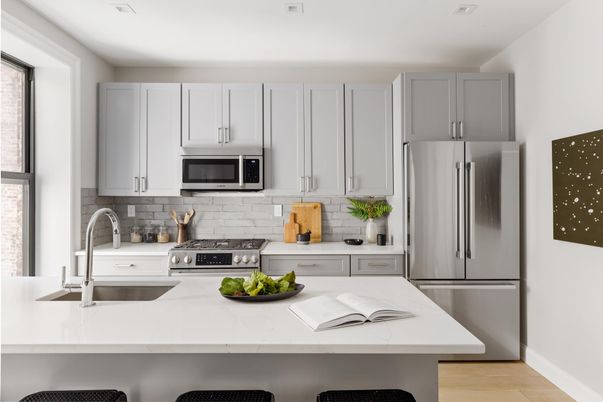 Interior, Kitchen, Stainless Steel Appliances, Wood Texture Flooring