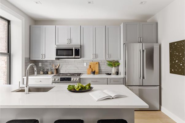 Interior, Kitchen, Stainless Steel Appliances, Wood Texture Flooring