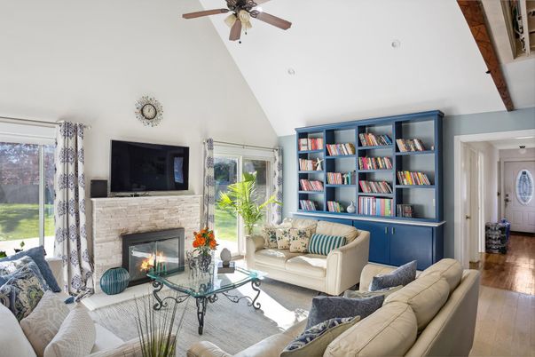 Fireplace, Interior, Living room, Wooden Beams, Wood Texture Flooring