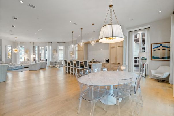 Dining room, Interior, Kitchen, Living room, Pendant Lights, Recessed Lighting, Wood Texture Flooring