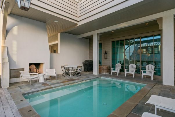 Exterior, Fireplace, Interior, Pool