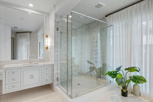 Bathroom, Glass Shower, Interior, Recessed Lighting